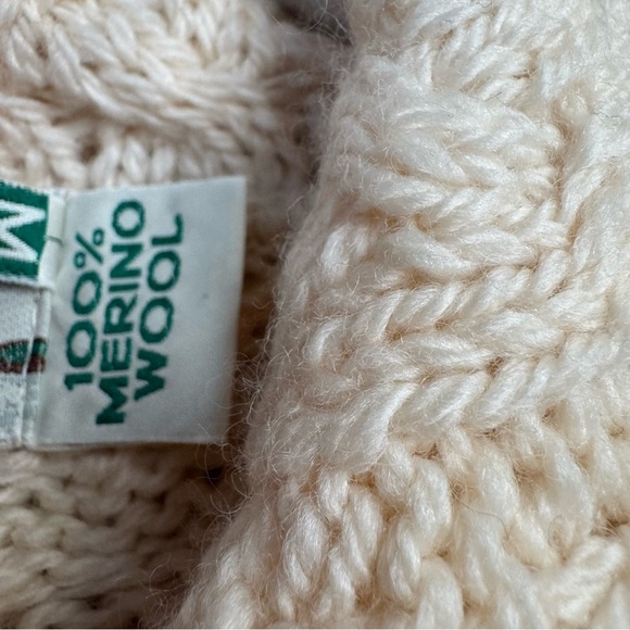 Aran Craft Ireland 100% Merino Wool Cardigan Sweater Chunky Cable Knit Ivory M - Picture 6 of 8